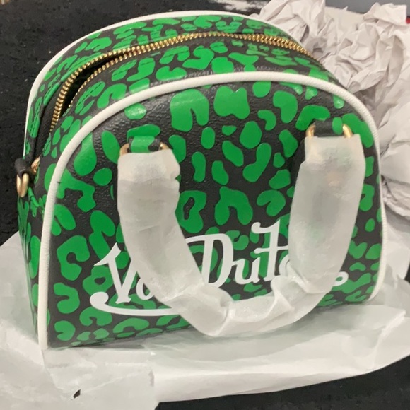 Von Dutch Green and Black Mini Bag with Heart Pattern - Picture 4 of 15